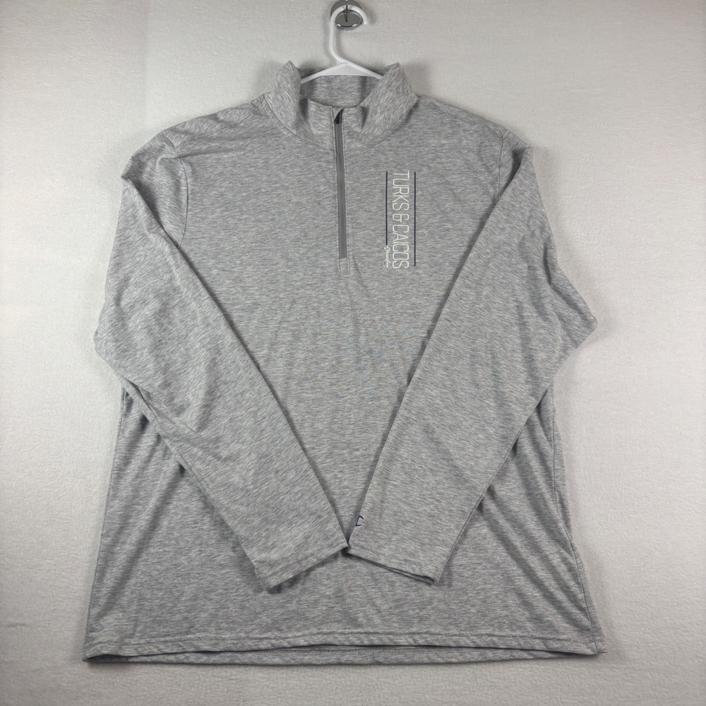 Champion Turks & Caicos Quarter Zip Pullover Mens 2XL Gray Heather Long Sleeve